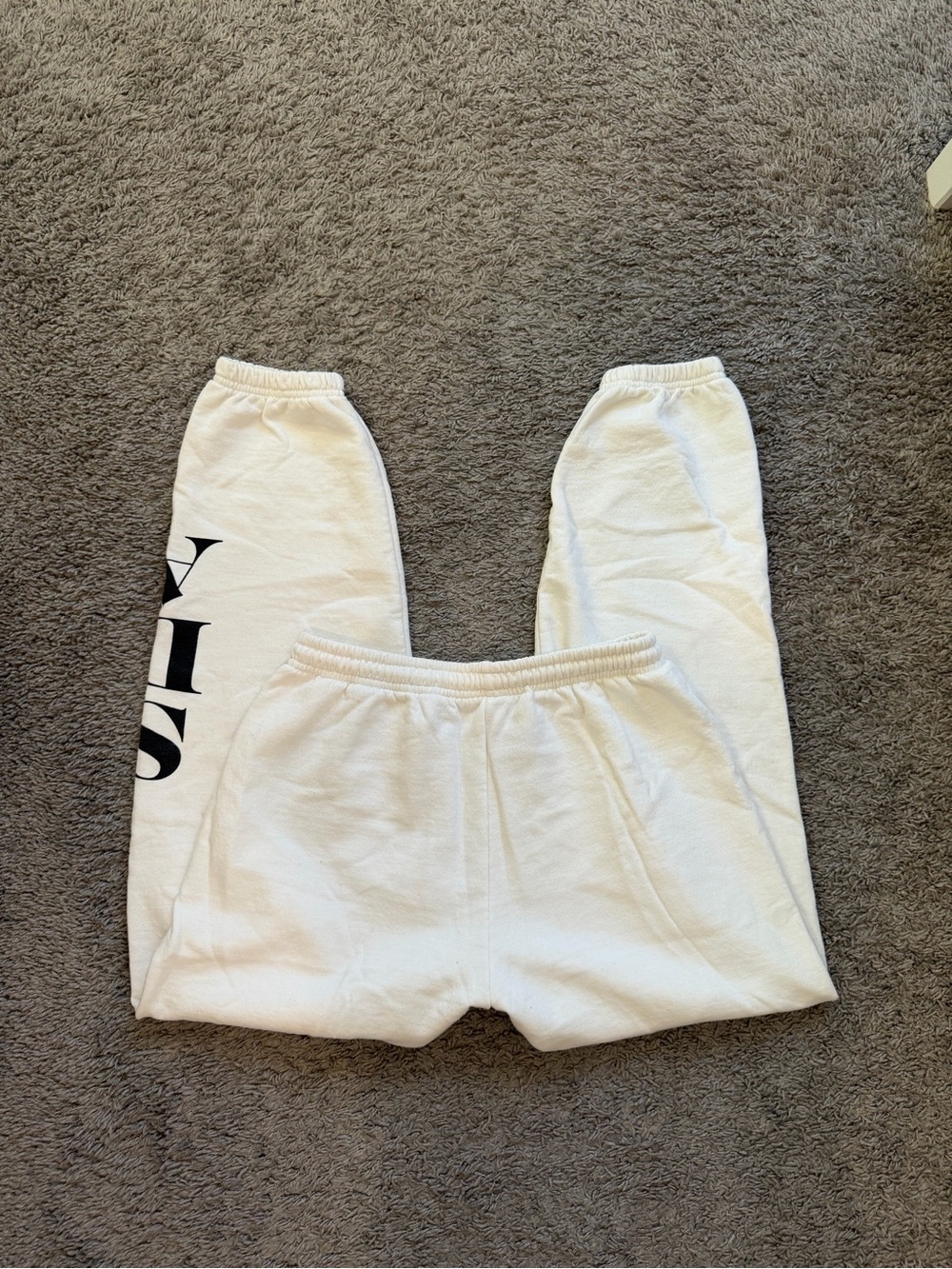 Gildan White Jogger Sweatpants with Black Side Lettering